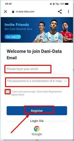 Dani Data Registration Page