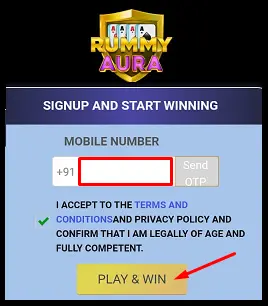 Enter Mobile Number For Rummy Aura App Download