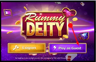 Rummy deity App Click Play As Guest
