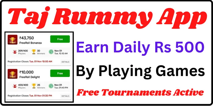 Taj Rummy Apk Download - Earn Daily ₹500 By Playing Game