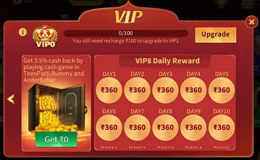 Rummy Master VIP User Daily Bonus
