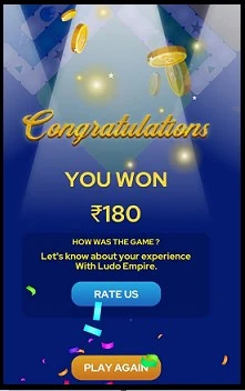 Ludo Empire app Won 180 Rupess
