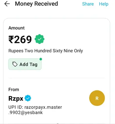 Ludo Select App Payment Proof