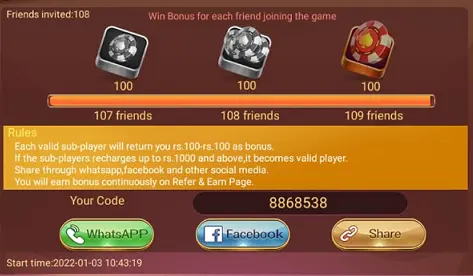 Teen Patti VIP Share And Earn Rs. 100