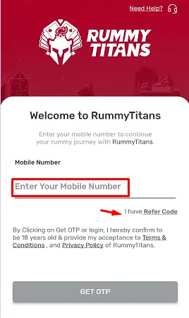 Rummy Titans App Login