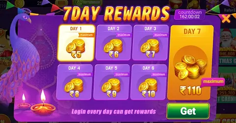 7-Days Login Rewards in Rummy Guru App