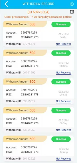 Rummy Fire App Payment Proof