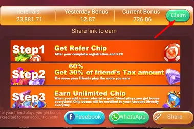 Rummy Ola App Refer And Earn Commission Claim